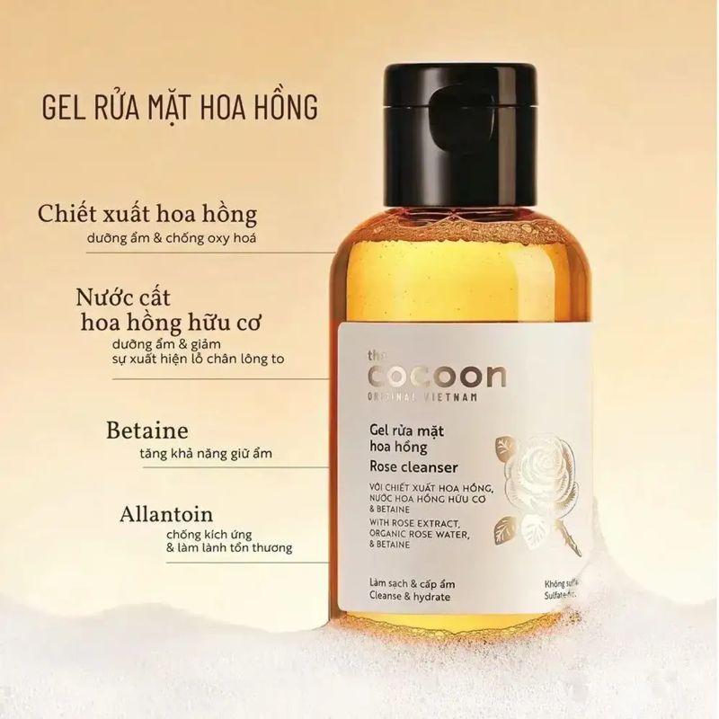 Gel rửa mặt hoa hồng Cocoon gel rua mat hoa hong cocoon thuan chay
