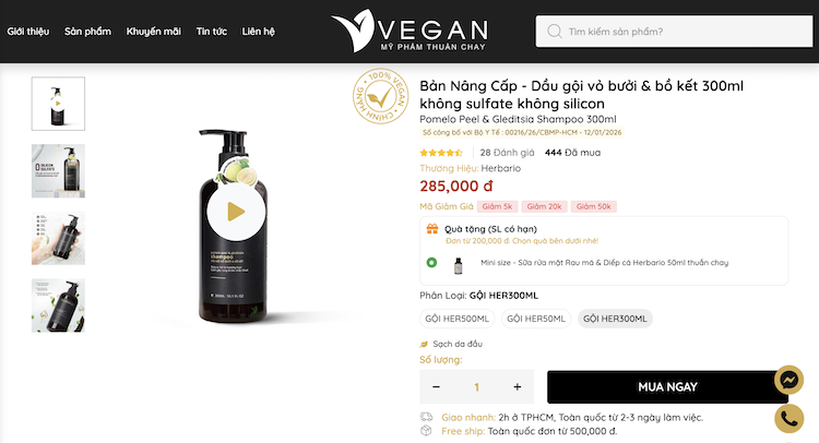 Mua dầu gội không Sulfate ở VEGAN - Mỹ Phẩm Thuần Chay mua dau goi buoi khong sulfate cocoon o VEGAN - My pham thuan chay