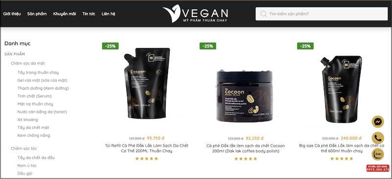 mua ca phe dak lak lam sach da chet co the o VEGAN - My pham thuan chay