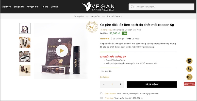 mua ca phe dak lak lam sach da chet moi o VEGAN - My pham thuan chay