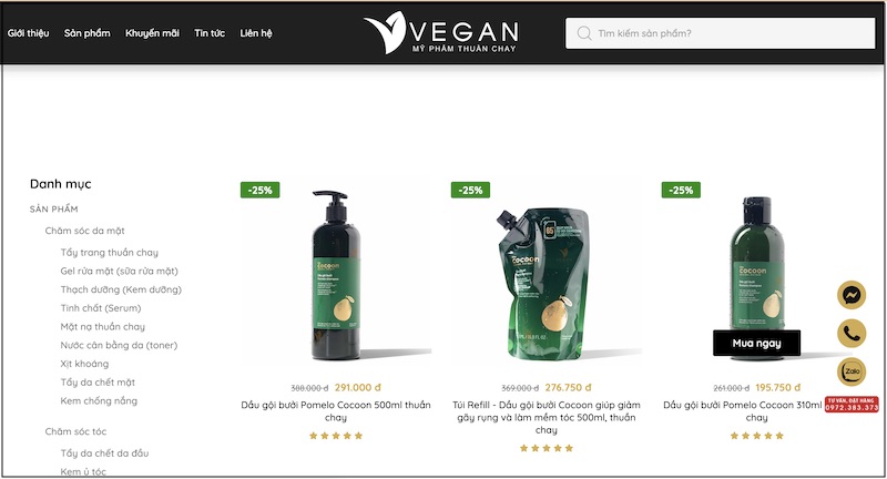 mua dau goi buoi khong sulfate cocoon o VEGAN - My pham thuan chay