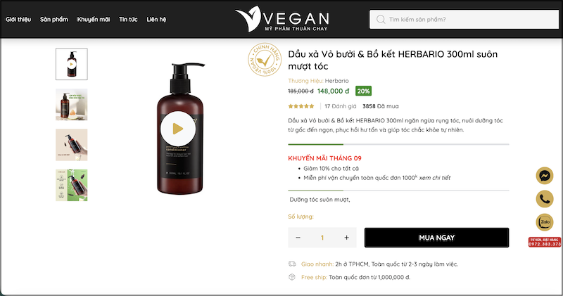 mua dau xa vo buoi bo ket Herbario o VEGAN - My pham thuan chay