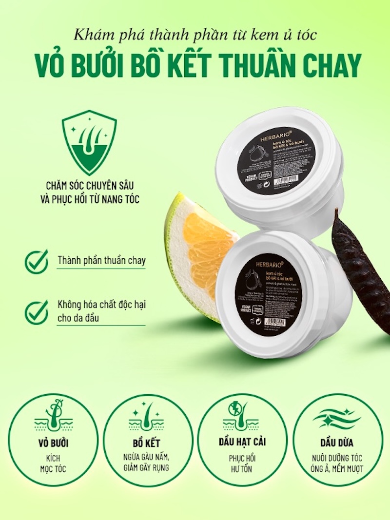 Thành phần Kem ủ tóc vỏ bưởi & bồ kết Herbario thanh phan kem u toc vo buoi bo ket herbario