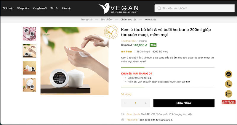 Mua Kem ủ tóc bưởi bồ kết Herbario ở VEGAN mua kem u toc vo buoi bo ket herbario o VEGAN - My pham thuan chay