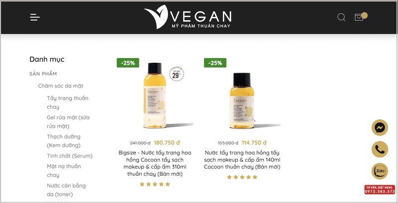 mua nước tẩy trang hoa hồng cocoon ở VEGAN mua nuoc tay trang hoa hong cocoon o vegan