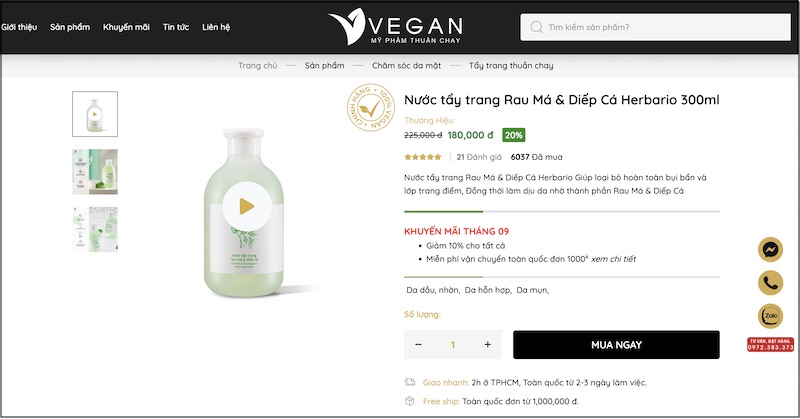 mua nuoc tay trang rau ma diep ca herbario tai VEGAN