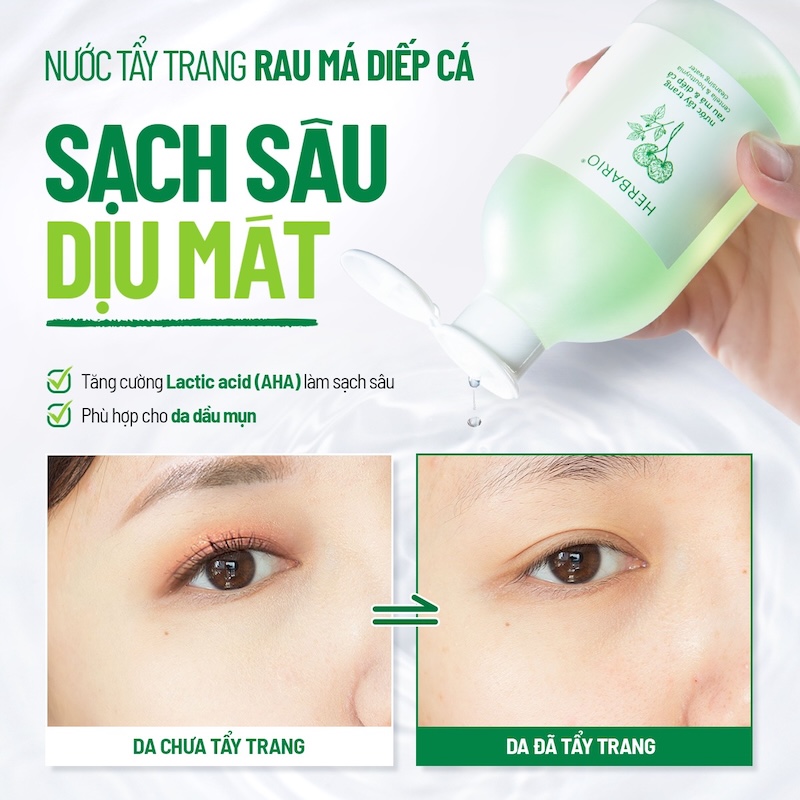 Nước tẩy trang rau má & diếp cá Herbario nuoc tay trang rau ma diep ca herbario