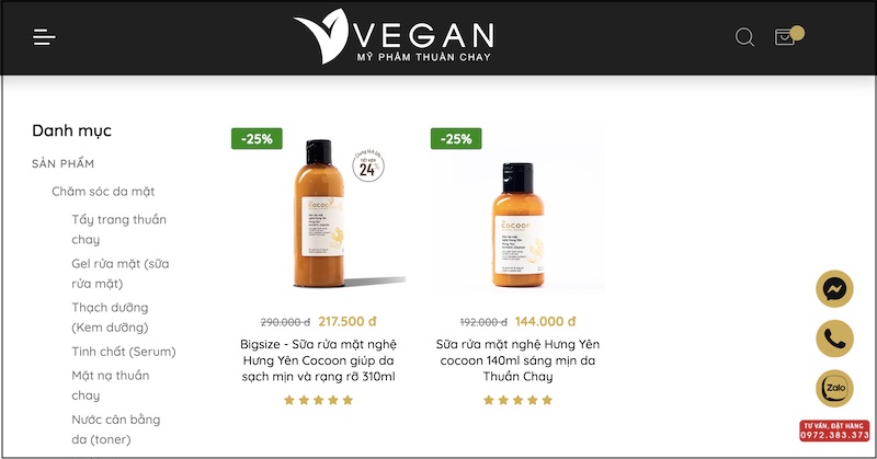 mua sua rua mat nghe hung yen cocoon o VEGAN