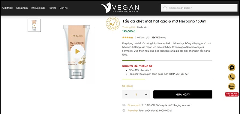 Tẩy da chết hạt gao & mơ Herbario tay da chet hat gao va mo Herbario