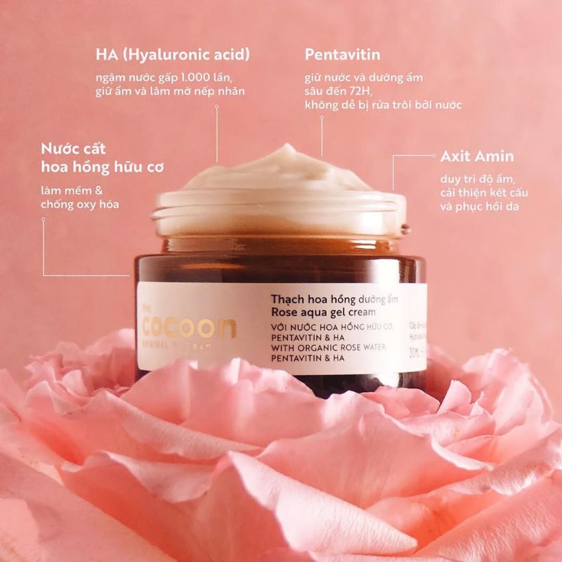 Công dụng của Thạch hoa hồng dưỡng ẩm Cocoon thach hoa hong duong am cocoon