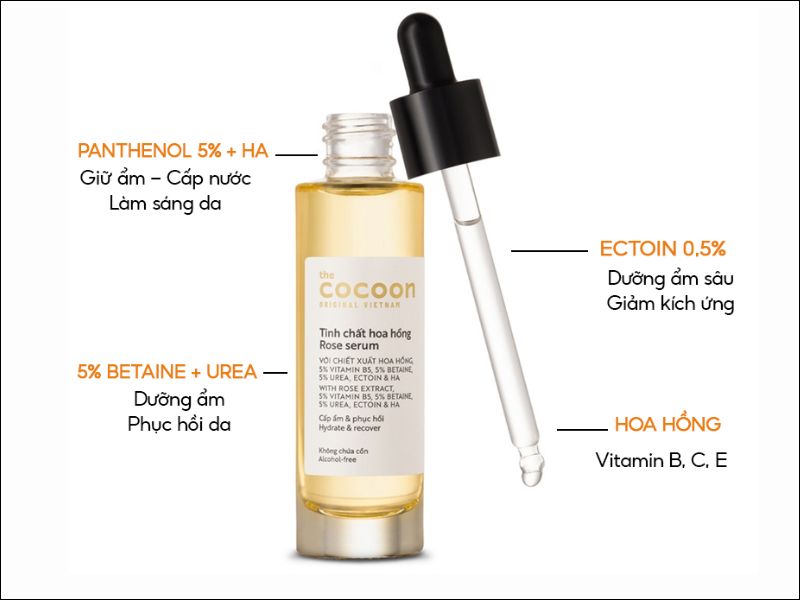 Công dụng của Tinh chất hoa hồng Cocoon tinh chat hoa hong cocoon thuan chay