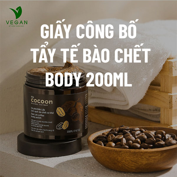 Giấy chứng nhận công bố sản phẩm Cà phê Đắk Lắk làm sạch da chết cơ thể Cocoon sở y tế cấp phép