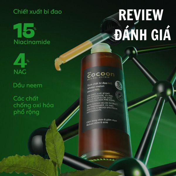 Hình ảnh Video Review Đánh giá Tinh chất bí đao N15 Cocoon thuần chay