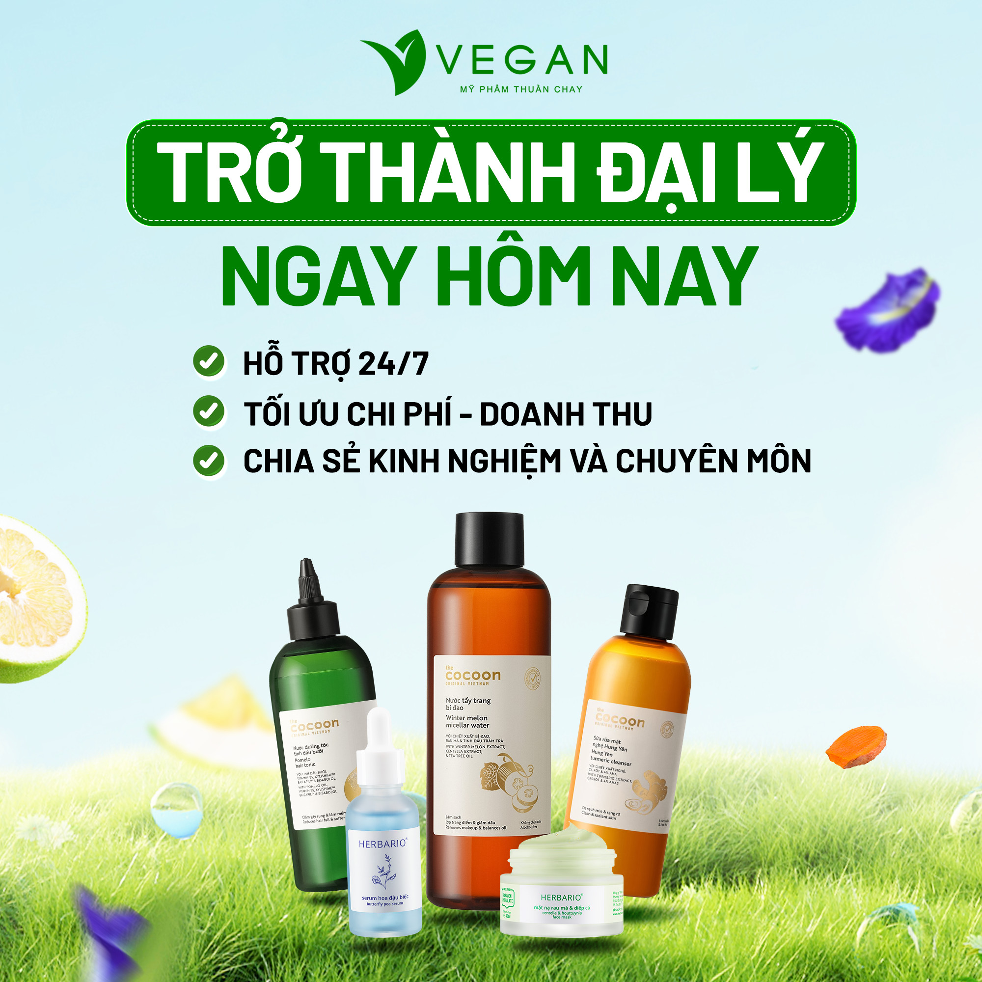 VEGAN đang tìm đại lý phân phối mỹ phẩm thiên nhiên COCOON