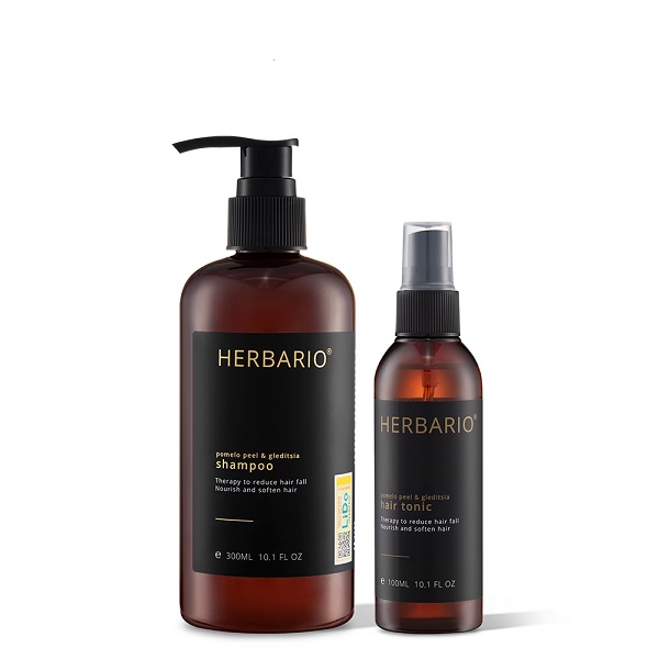 Bộ dầu gội vỏ bưởi & bồ kết Herbario 300ml + Xịt dưỡng tóc vỏ bưởi & bồ kết Herbario 100ml