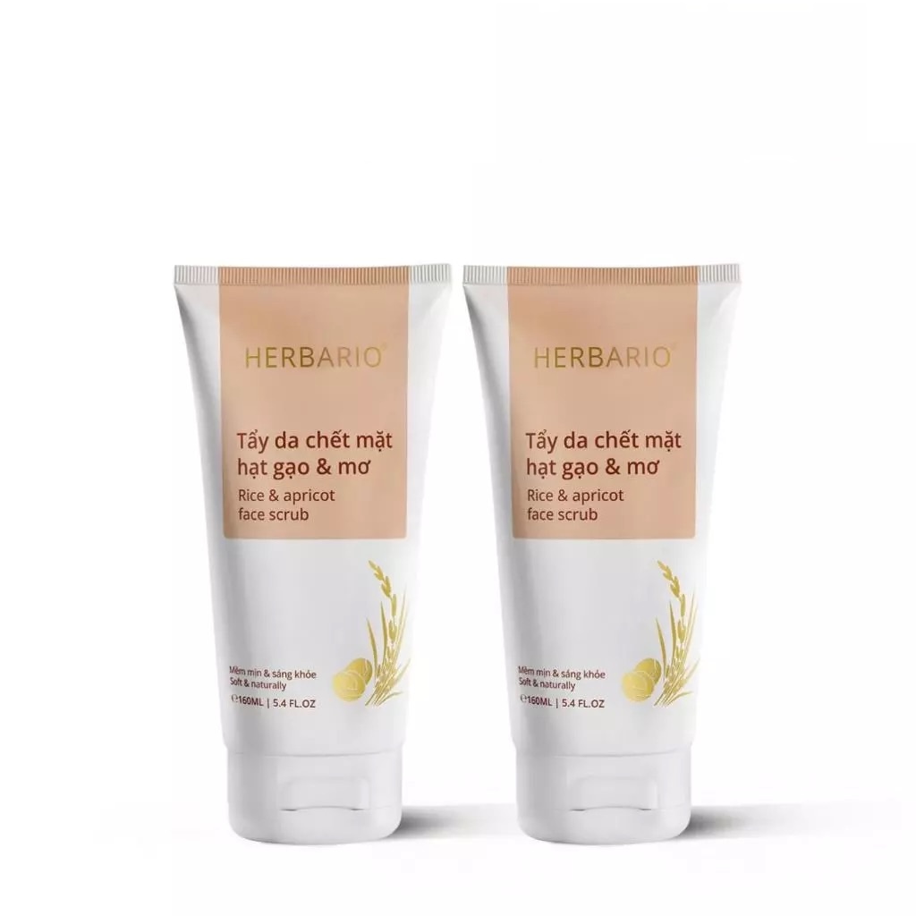 COMBO 2 Tẩy da chết mặt hạt gạo & mơ Herbario 160ml