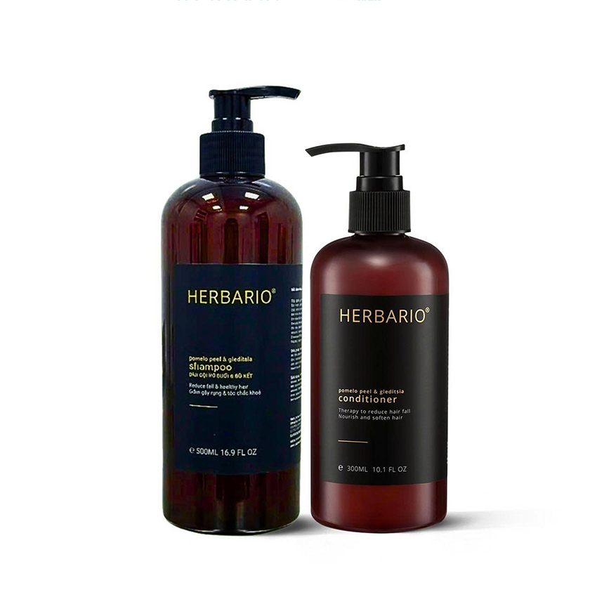 Combo Dầu gội vỏ bưởi bồ kết Herbario 500ml + Dầu xả vỏ bưởi bồ kết Herbario 300ml