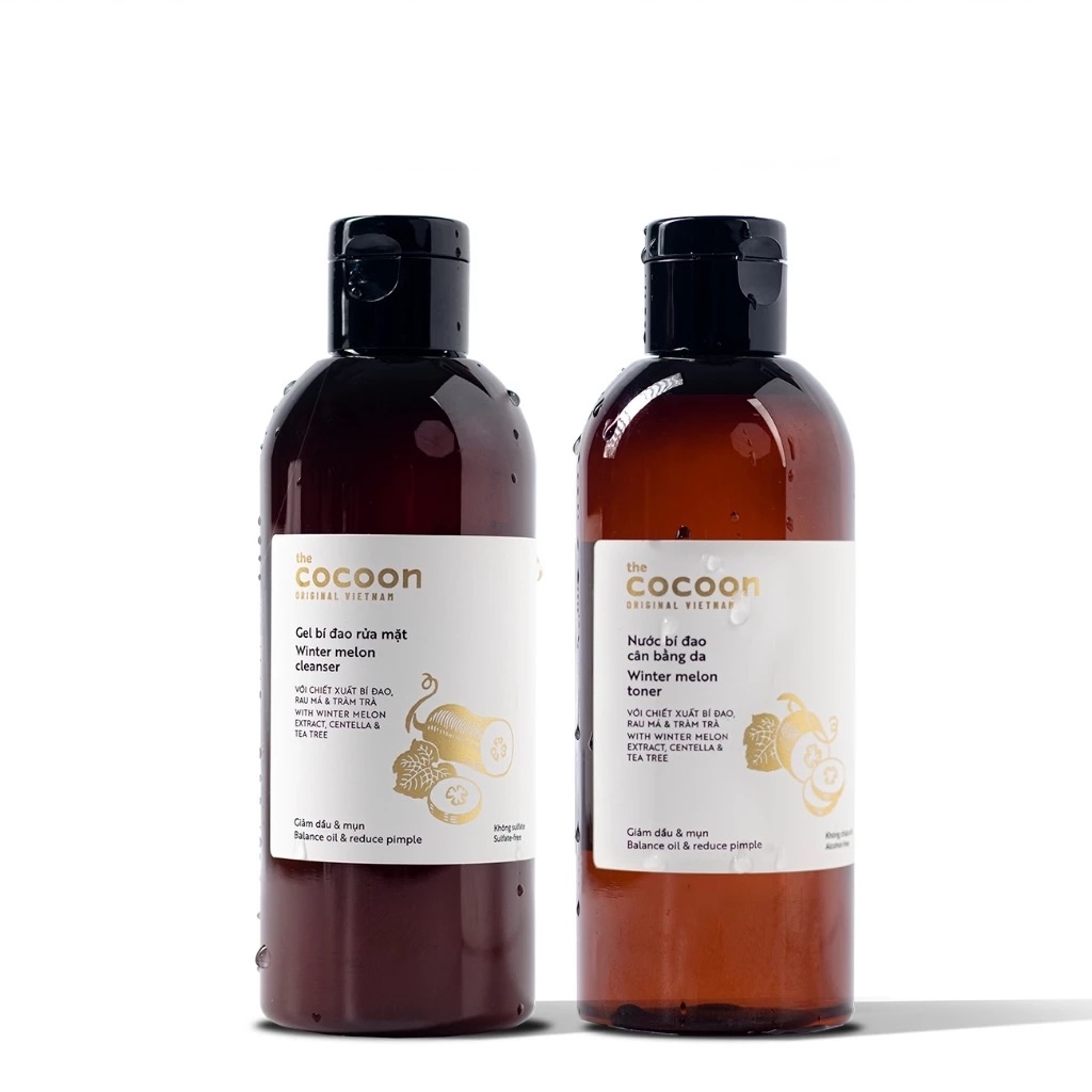 Combo Gel bí đao rửa mặt Cocoon 310ml + Toner nước cân bằng da bí đao Cocoon 310ml dành cho da dầu & mụn