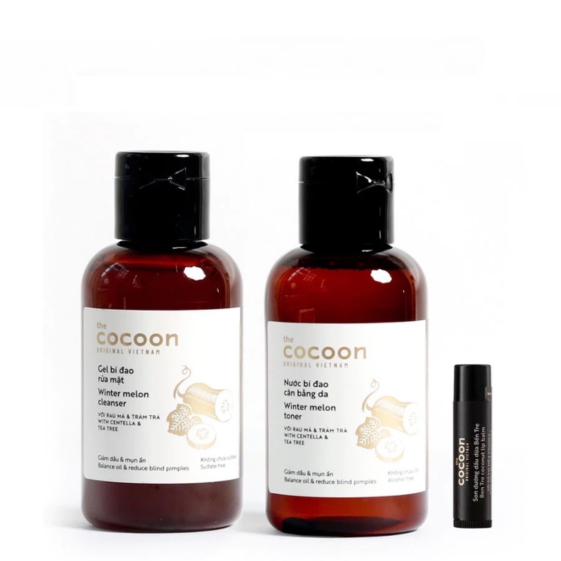 Combo Gel rửa mặt bí đao Cocoon 140ml + Toner bí đao Cocoon 140ml + Son dưỡng dầu dừa Bến Tre Cocoon 5g Combo Gel rửa mặt bí đao Cocoon 140ml + Toner bí đao Cocoon 140ml + Son dưỡng dầu dừa Bến Tre Cocoon 5g