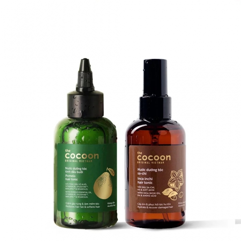 Combo nước dưỡng tóc tinh dầu bưởi pomelo Cocoon 140ml + Nước xịt dưỡng tóc sa chi COCOON 140ml