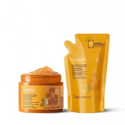 Combo 1 Hũ Tẩy da chết cơ thể đường thốt nốt An Giang Cocoon 200ml + 1 Túi Refill Tẩy da chết đường thốt nốt 200ml