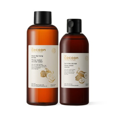 Combo Nước tẩy trang bí đao 500ml + Gel bí đao rửa mặt 310ml làm sạch da, giảm dầu & mụn Cocoon