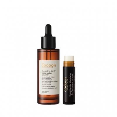 Combo Tinh chất bí đao sạch mụn Cocoon 70ml + Son dưỡng dầu dừa Bến Tre Cocoon 5g