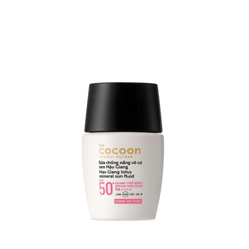 Sữa Chống Nắng Vô Cơ Sen Hậu Giang - Tone up Pink Cocoon 15ml - Vegan Mỹ phẩm thuần chay